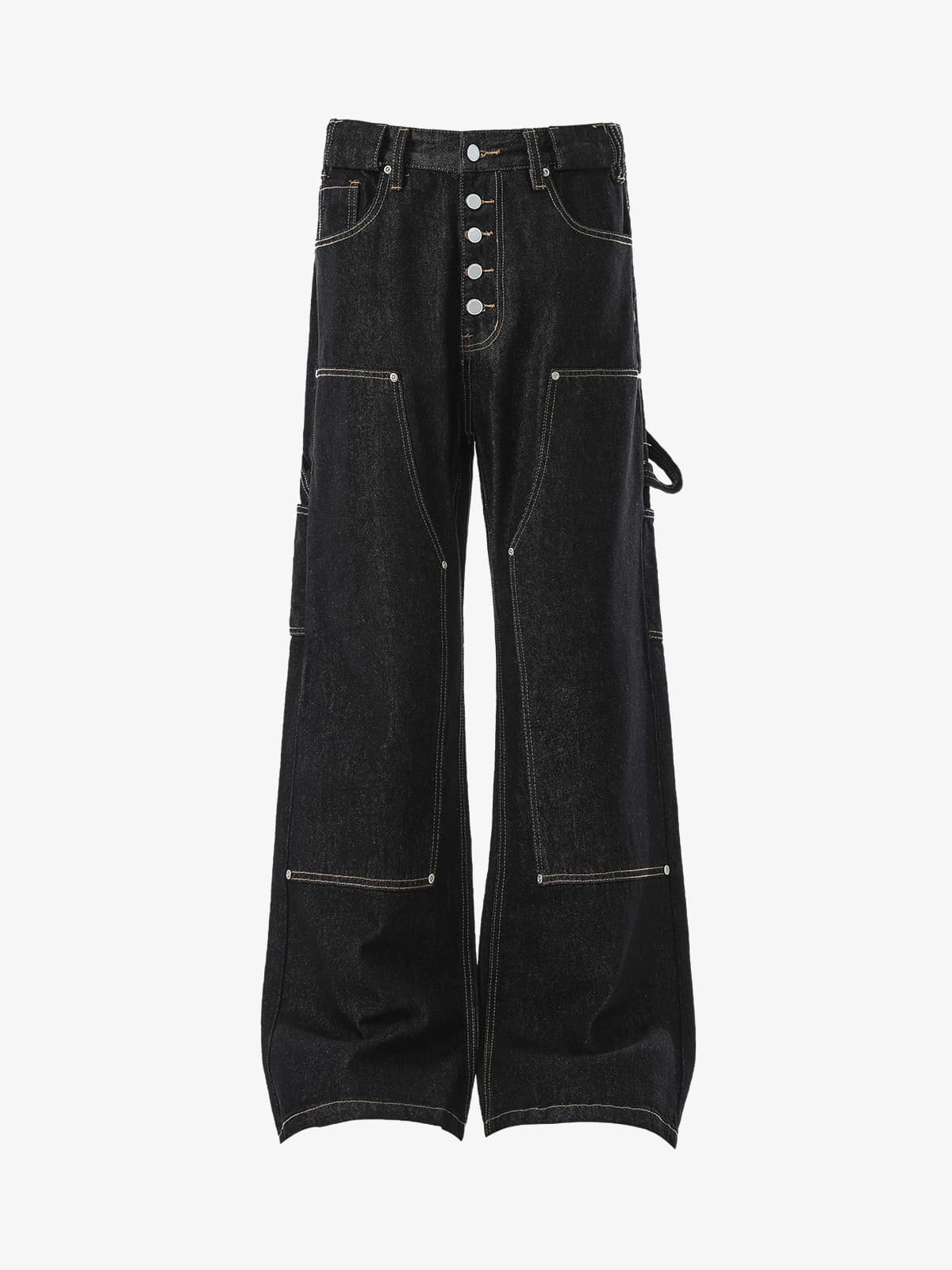 Vintage Baggy Jean | Düğmeli Pat & Dikiş Detay