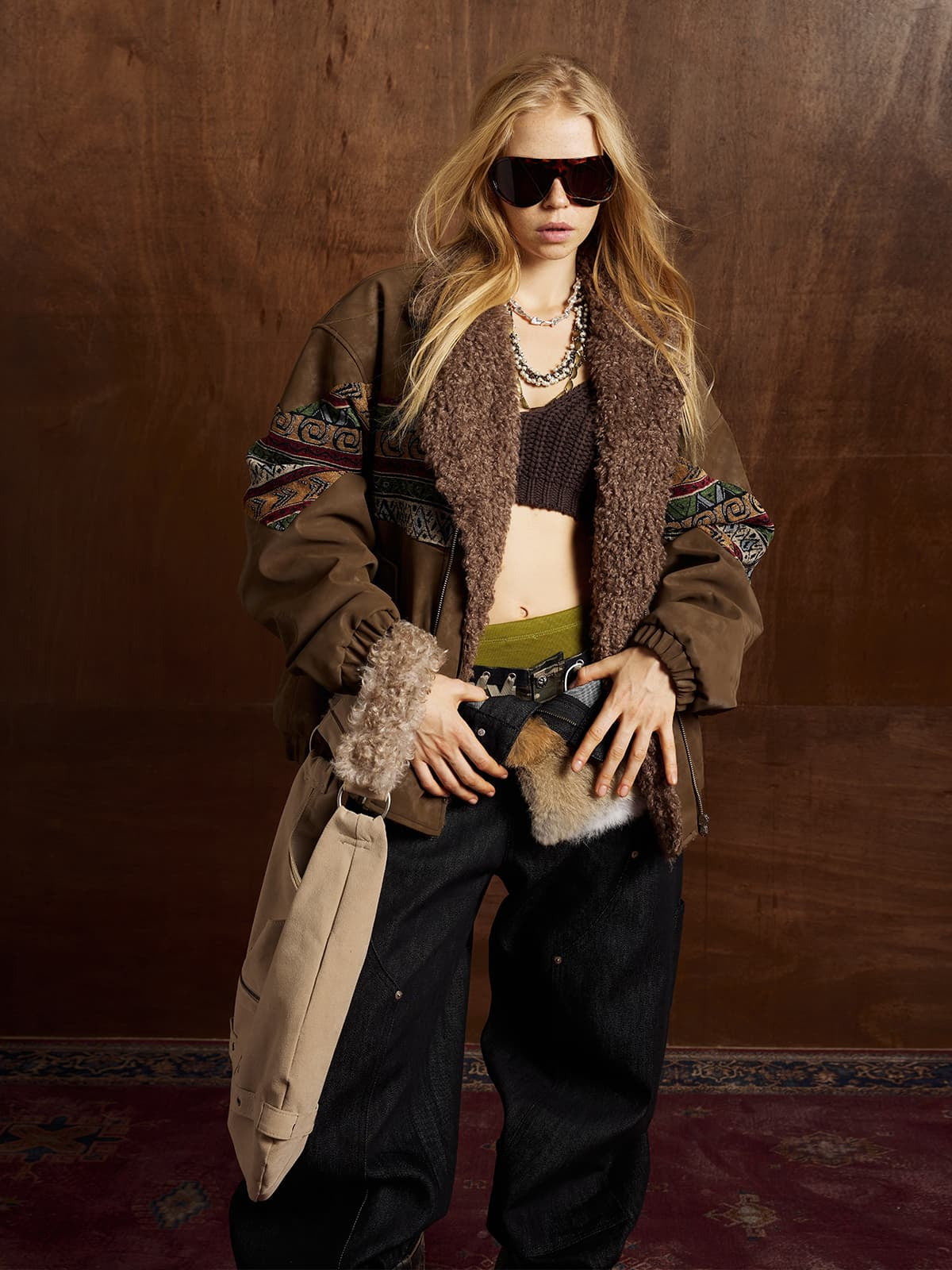 Vintage Deri Sherpa Ceket | Patchwork & Pamuk