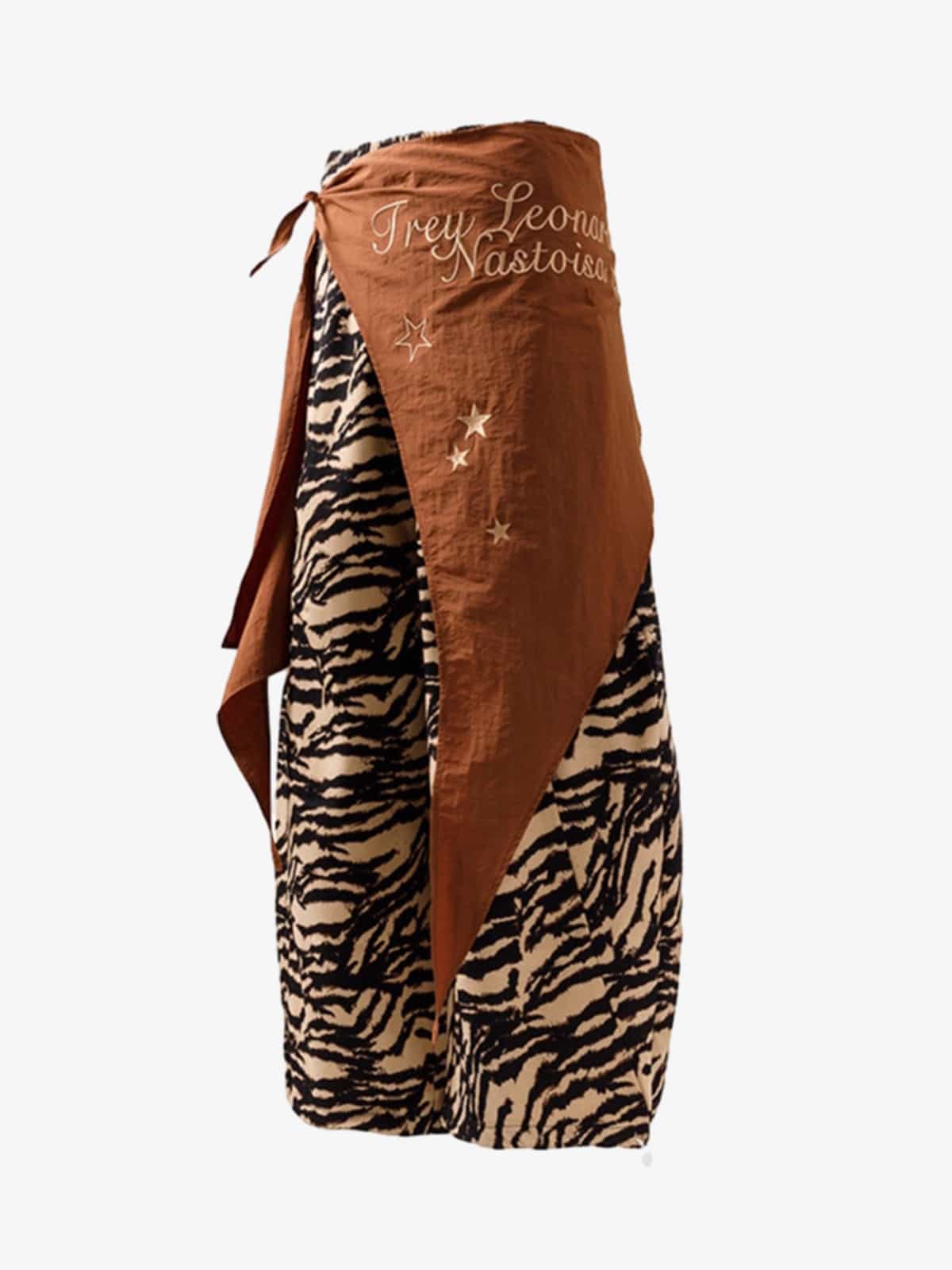 Retro Zebra Desenli Barrel Pantolon | Tasarımsal