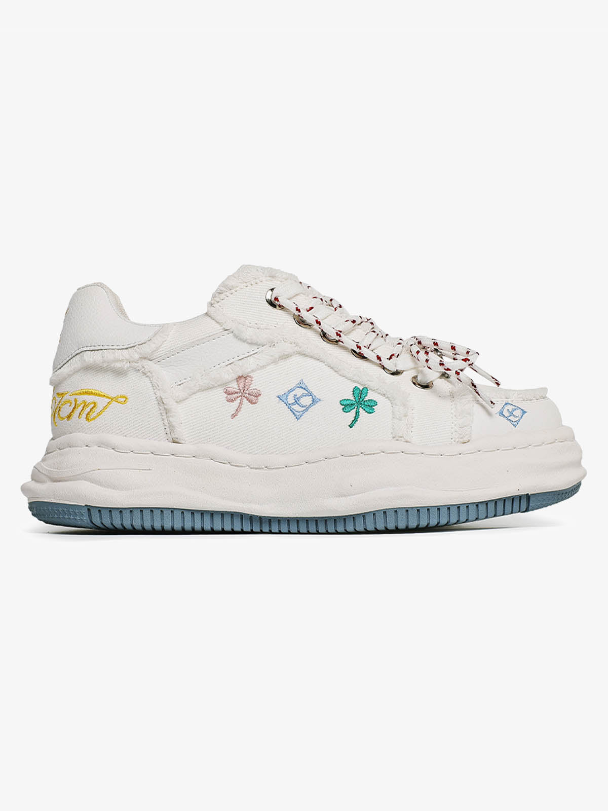 UrbanLaws Sokak Modası Frayed Denim Floral Embroidered Spor Ayakkabı