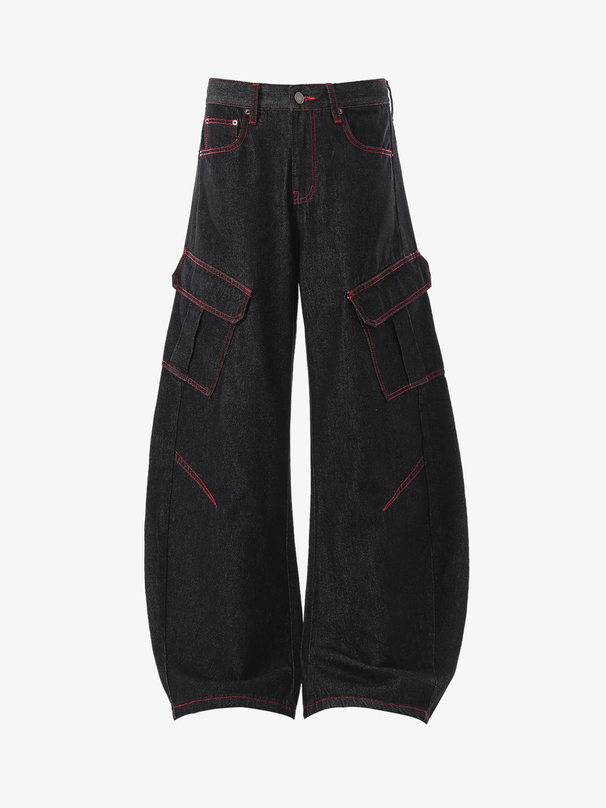 Retro Barrel Jean | Kırmızı Kontrast Dikiş