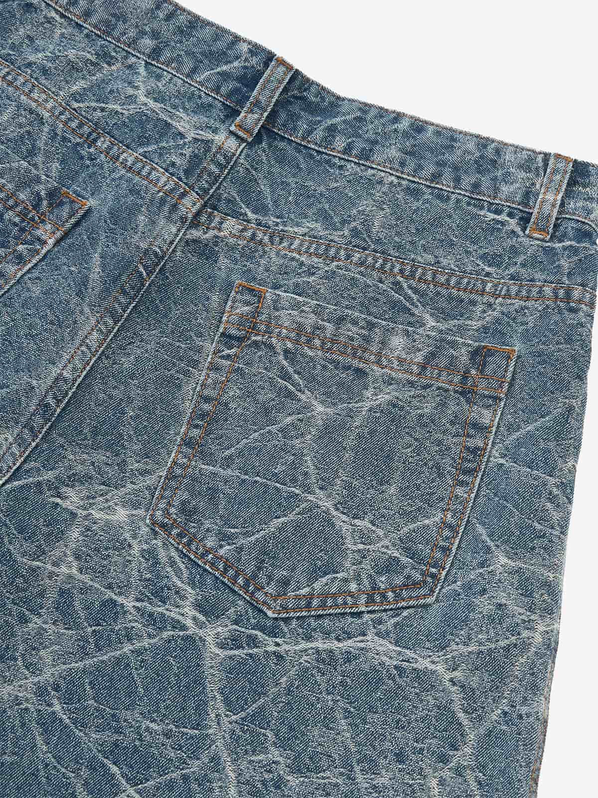 Crackle Yıkamalı Retro Barrel Jean | Geniş Paça