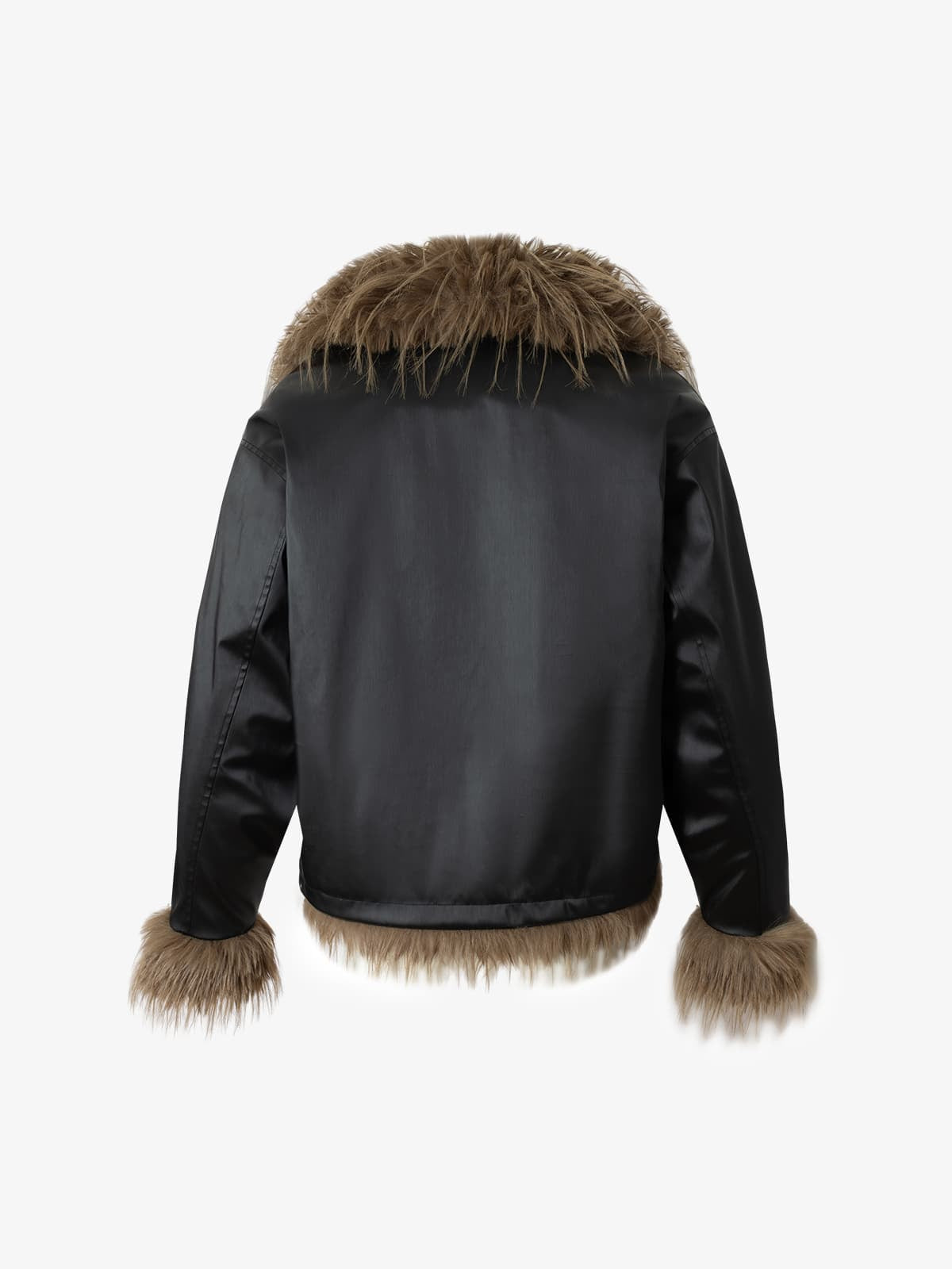 Retro Punk Deri Ceket | Oversize & Kürklü Yaka