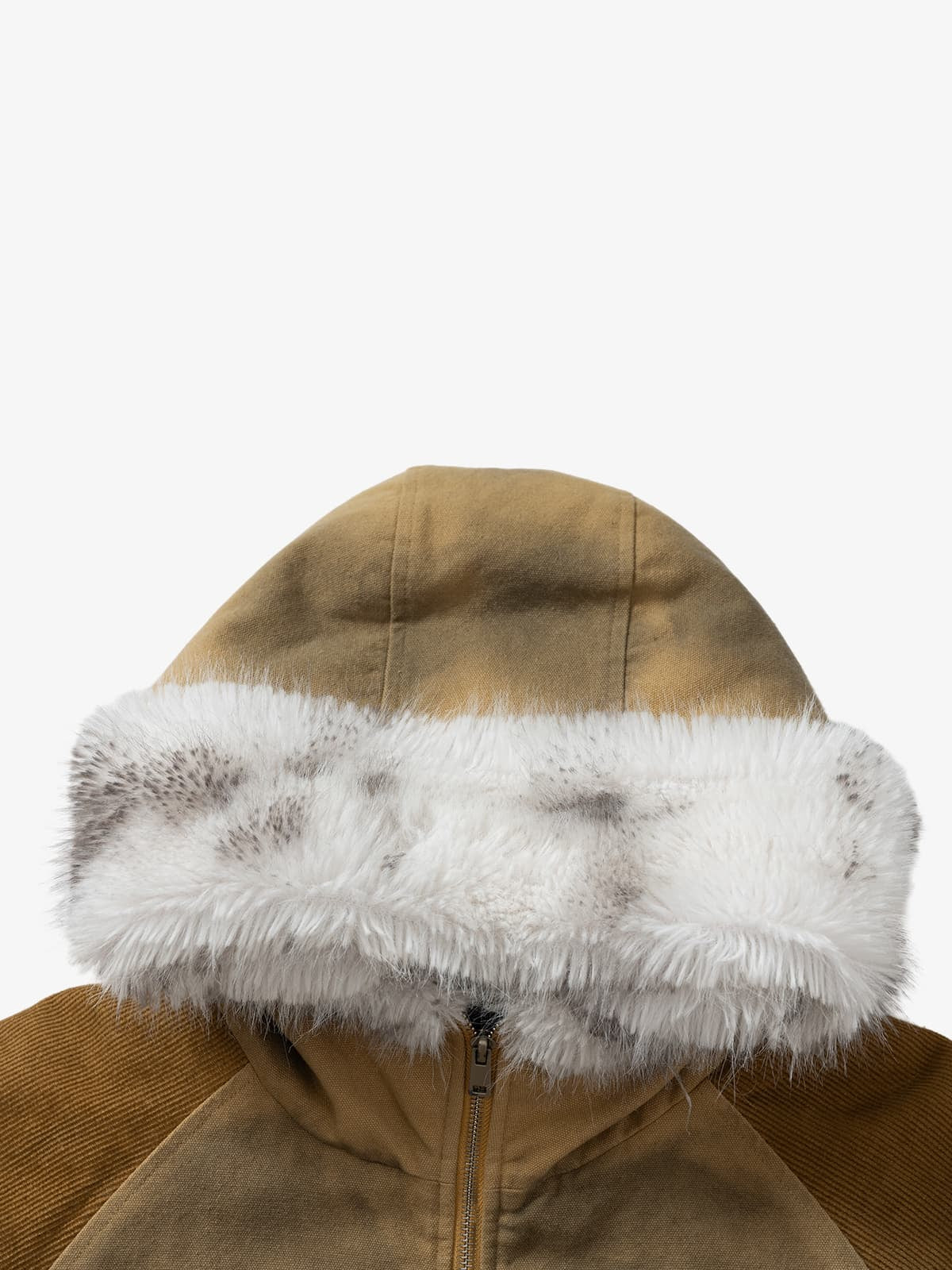 Vintage Fog-Dyed Ceket | Kürklü Yaka & Kapüşonlu