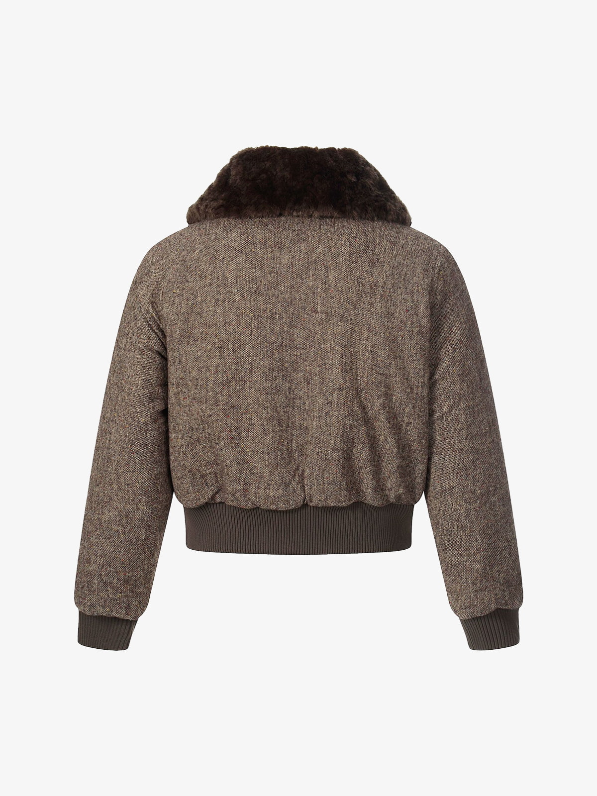 Retro Tweed Bomber | Kürklü Yaka Ceket