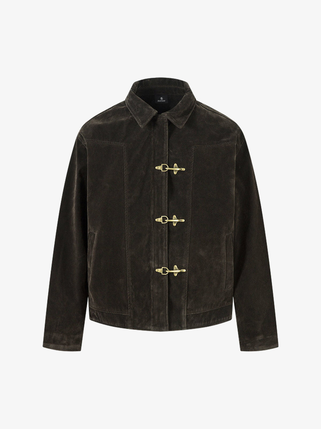 Özel Tasarım Retro Süet Bomber Ceket – Metal Düğme Detaylı