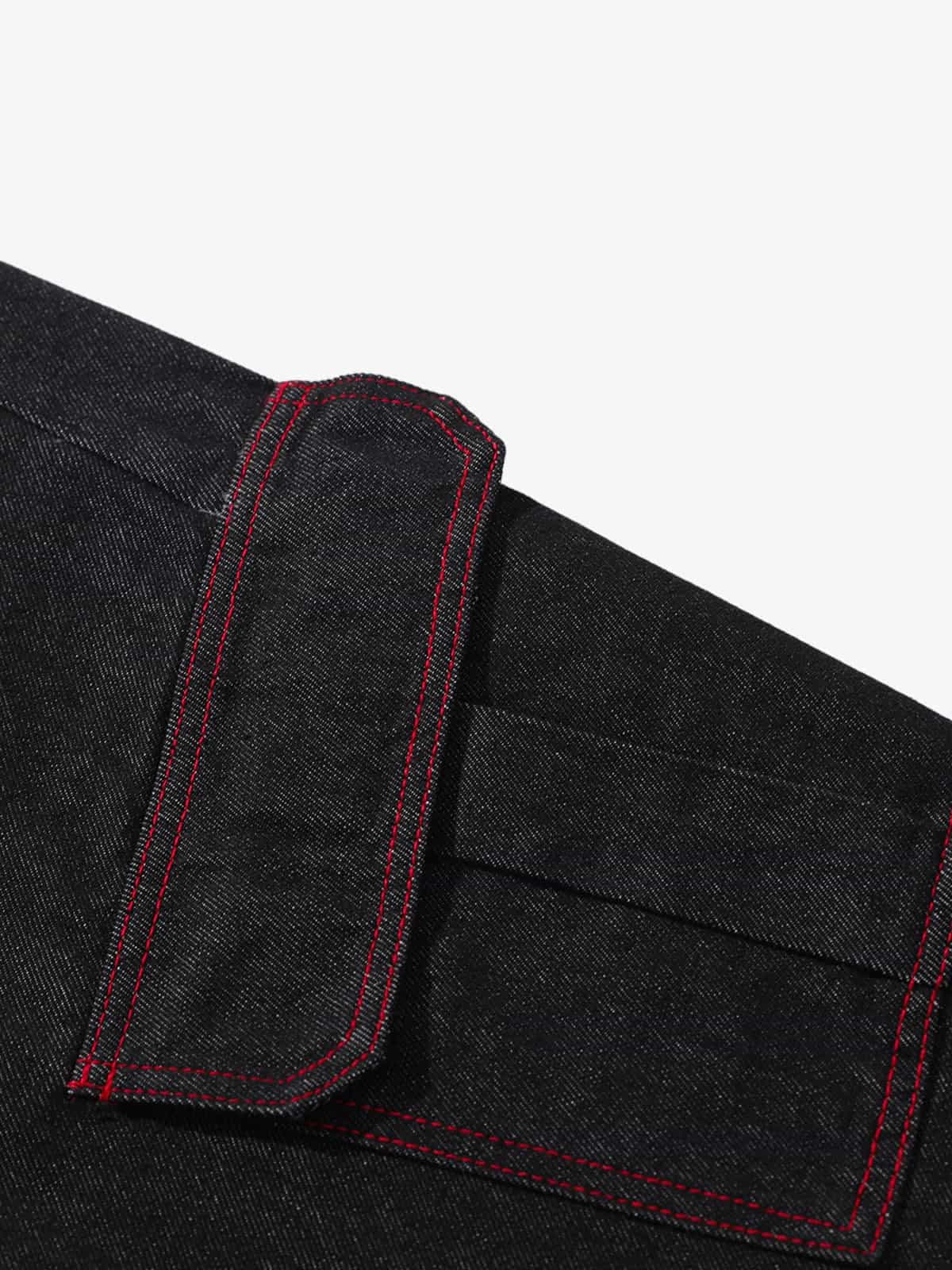 Retro Barrel Jean | Kırmızı Kontrast Dikiş