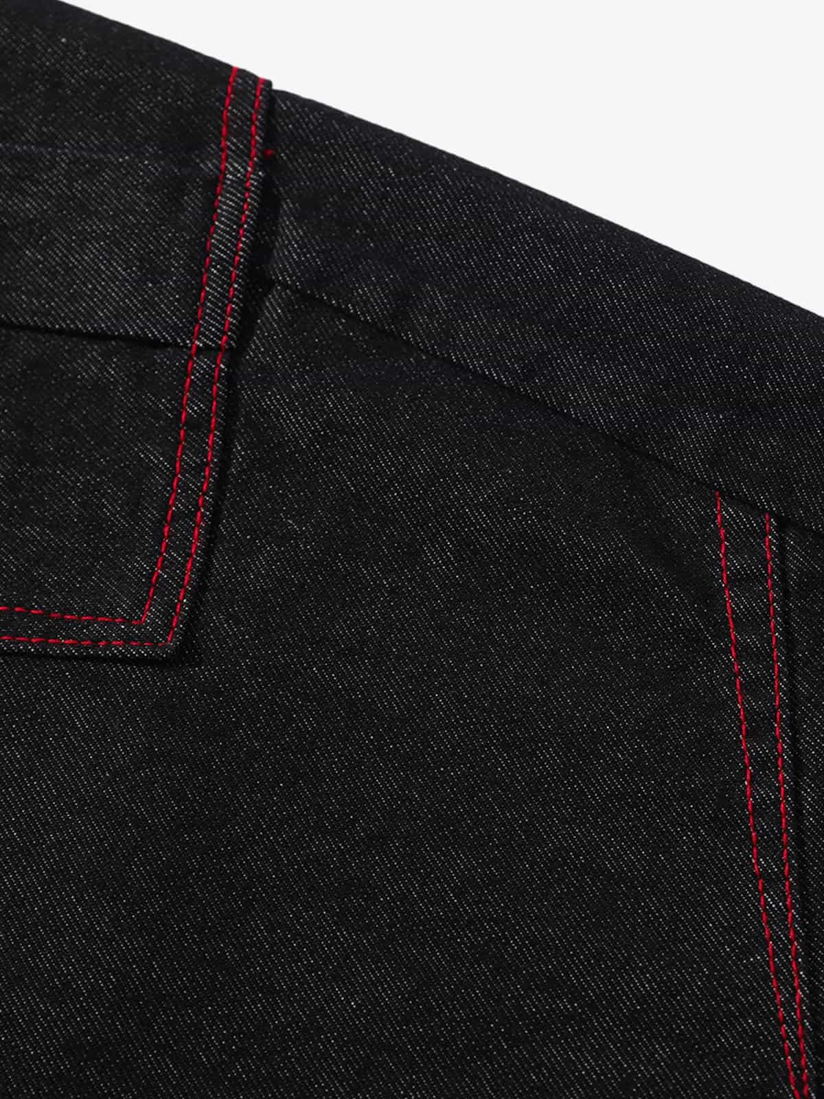 Retro Barrel Jean | Kırmızı Kontrast Dikiş
