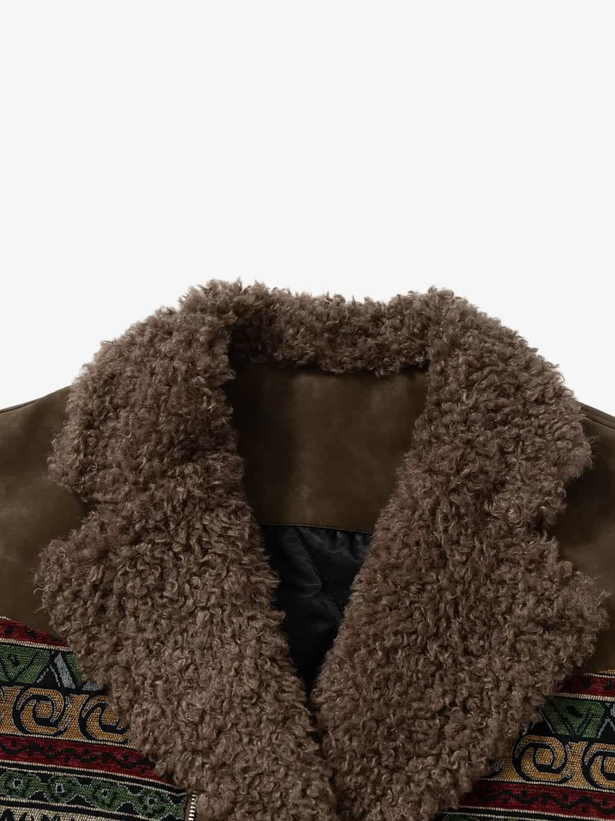 Vintage Deri Sherpa Ceket | Patchwork & Pamuk