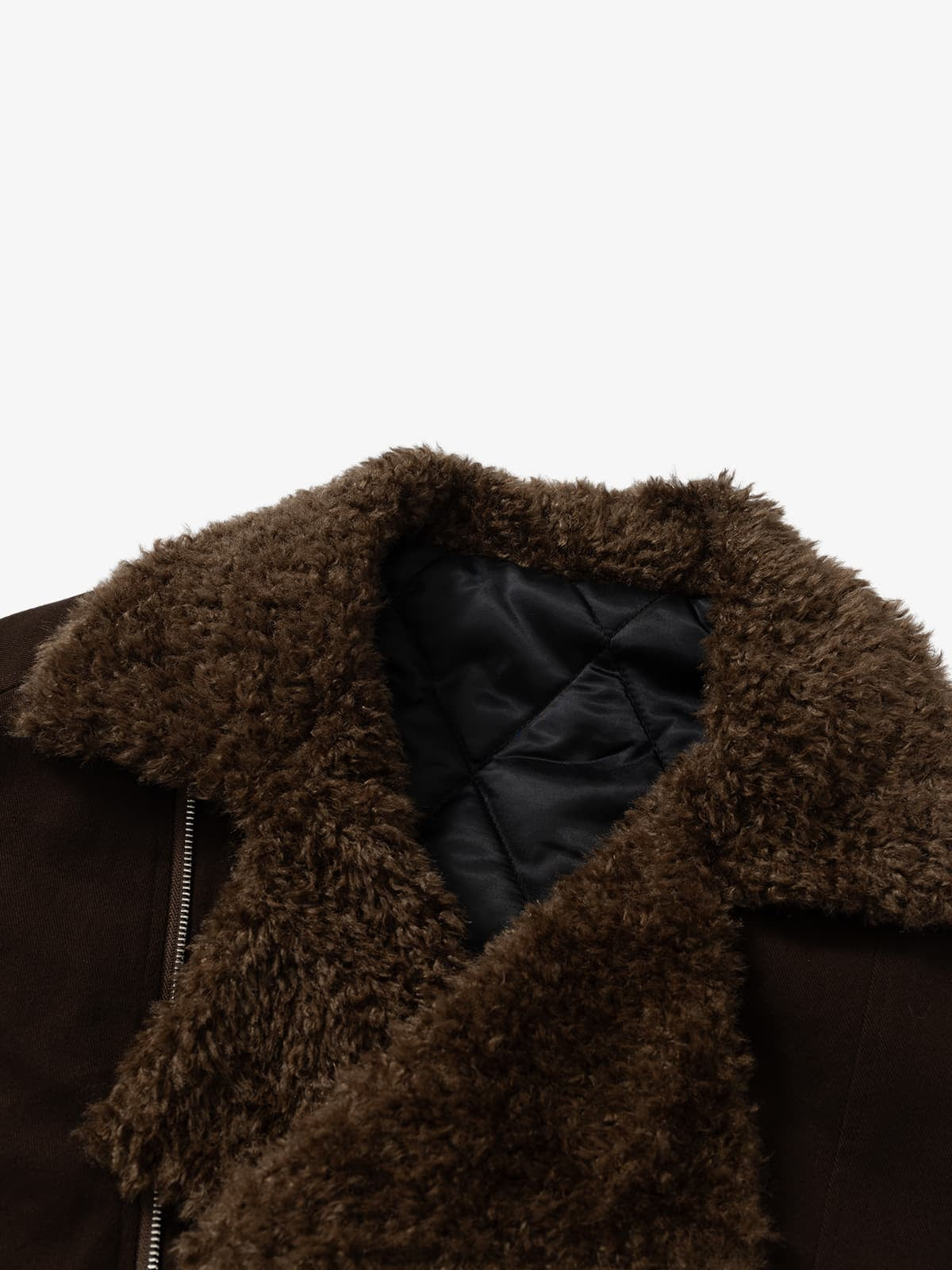 Punk Oblique Ceket | Kürklü Yaka & Fermuarlı