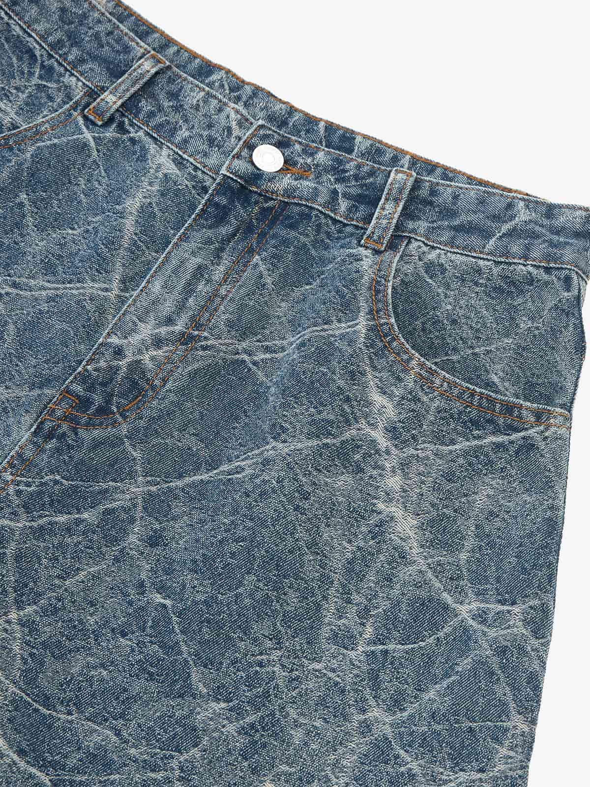 Crackle Yıkamalı Retro Barrel Jean | Geniş Paça