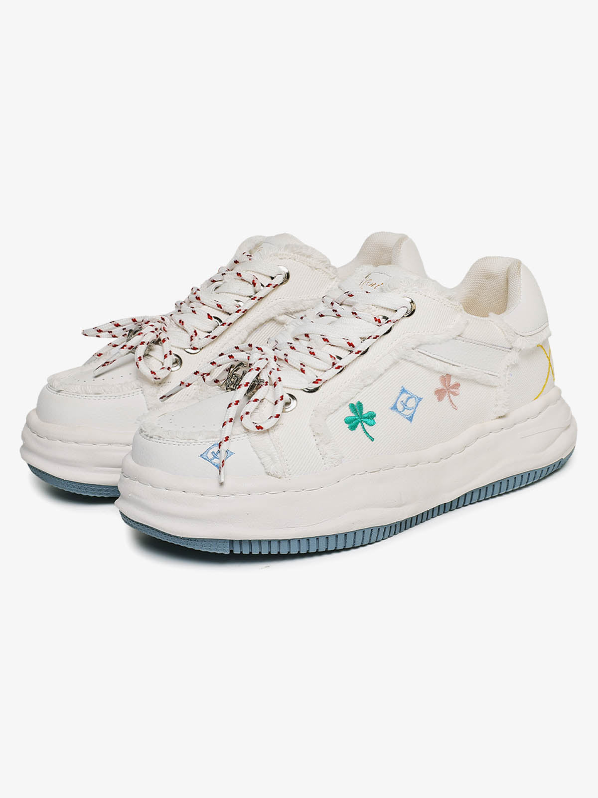 UrbanLaws Sokak Modası Frayed Denim Floral Embroidered Spor Ayakkabı