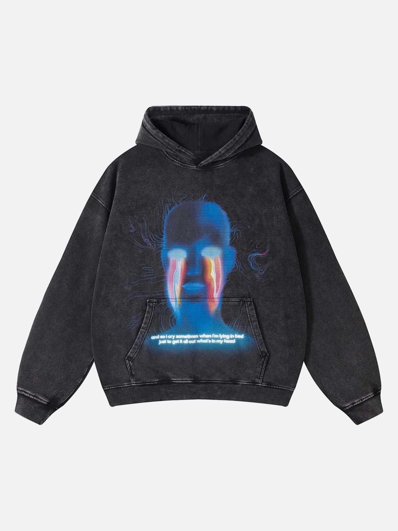 Neon Göz Baskılı Hoodie