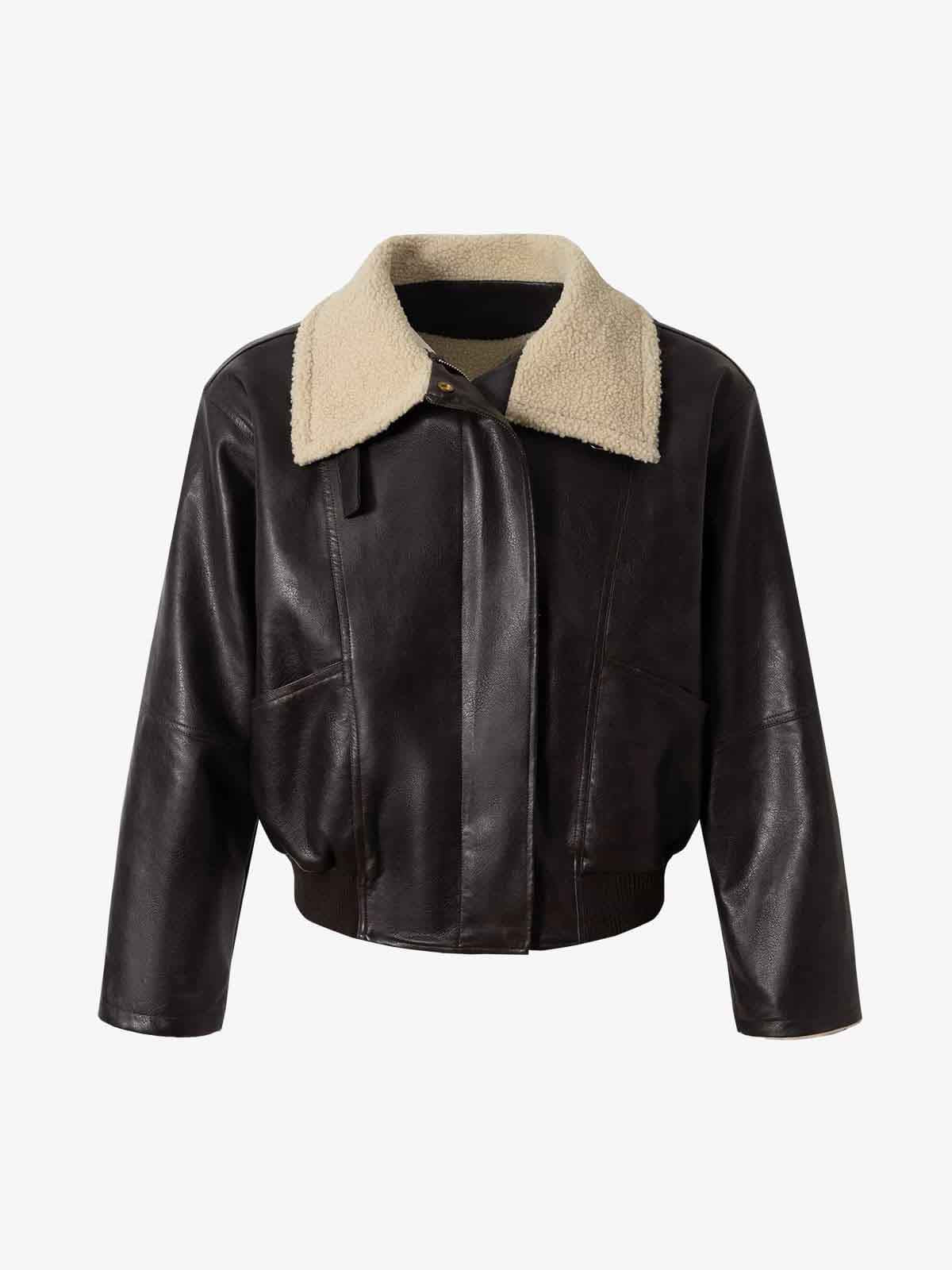 Vintage Deri Ceket | Shearling Yaka & Cropped