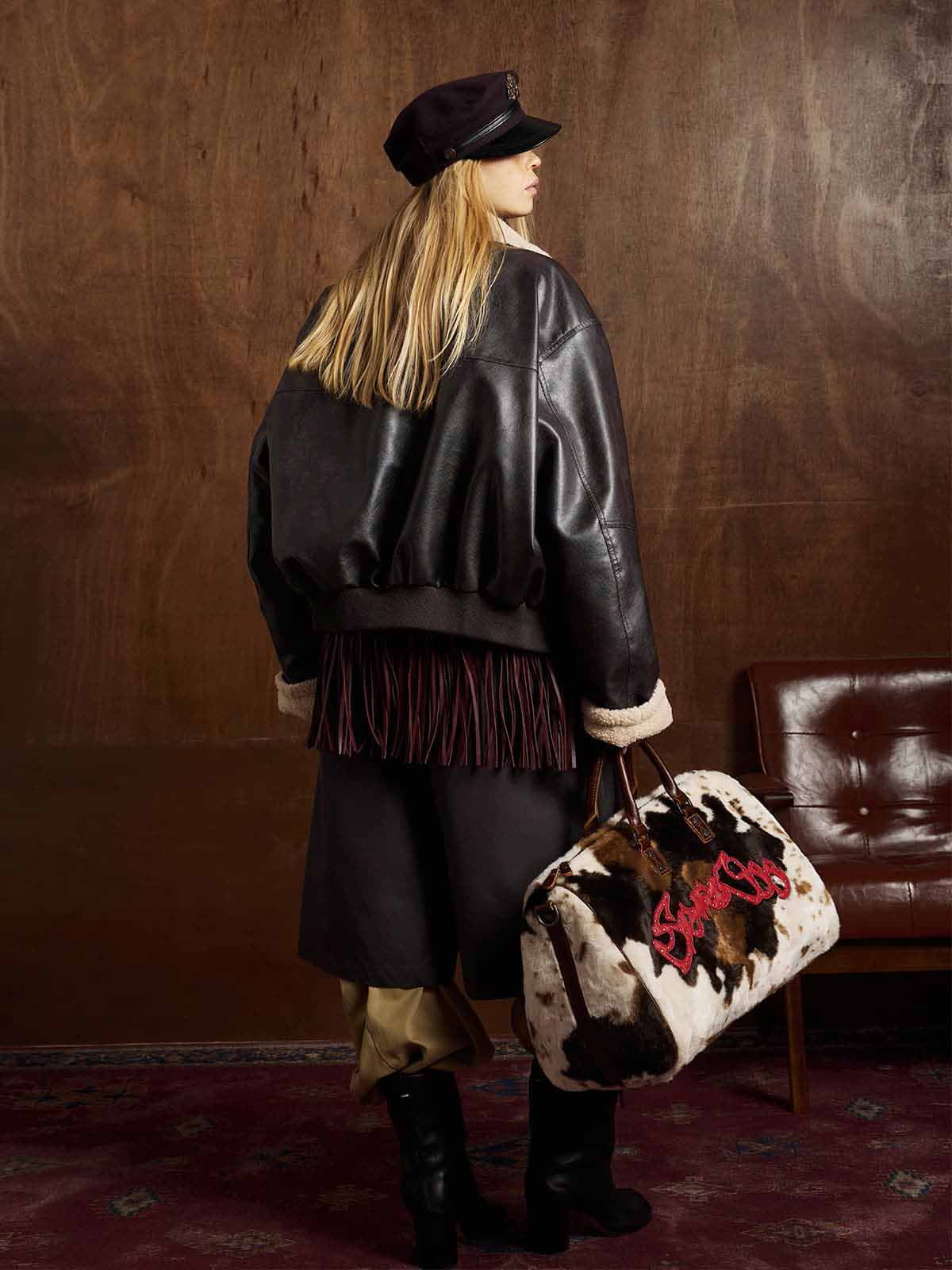 Vintage Deri Ceket | Shearling Yaka & Cropped