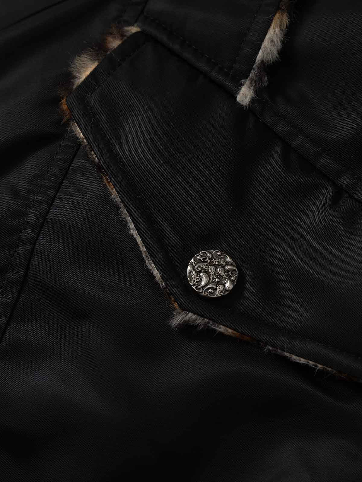 Retro Kürklü Yaka Bomber | Leopar İç Astar