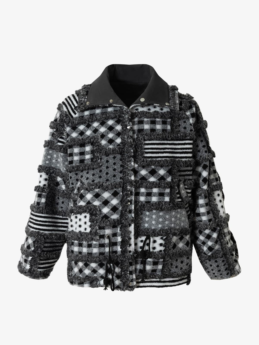 Vintage Sherpa Ceket | Ekose Puantiye Çift Taraflı