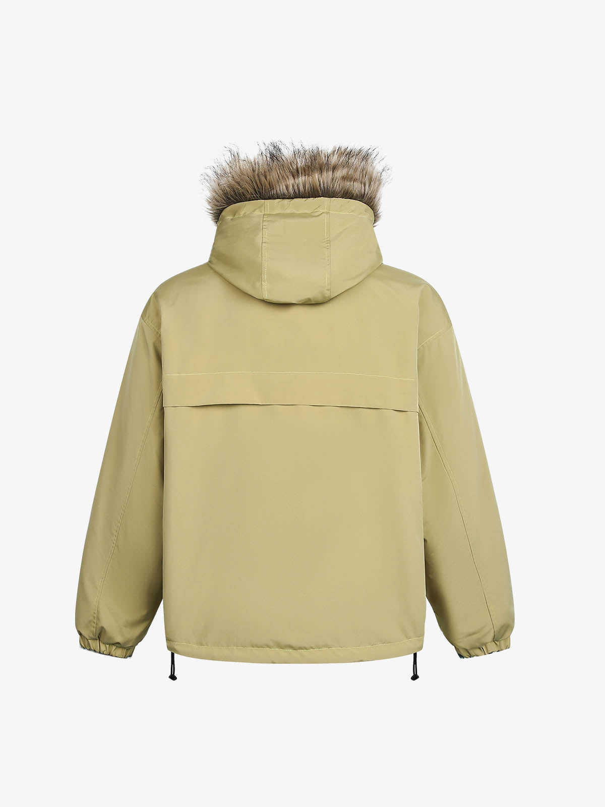 Çift Taraflı Retro Şeritli Suni Kürklü Yakalı Mont | Unisex Kışlık Shearling Ceket