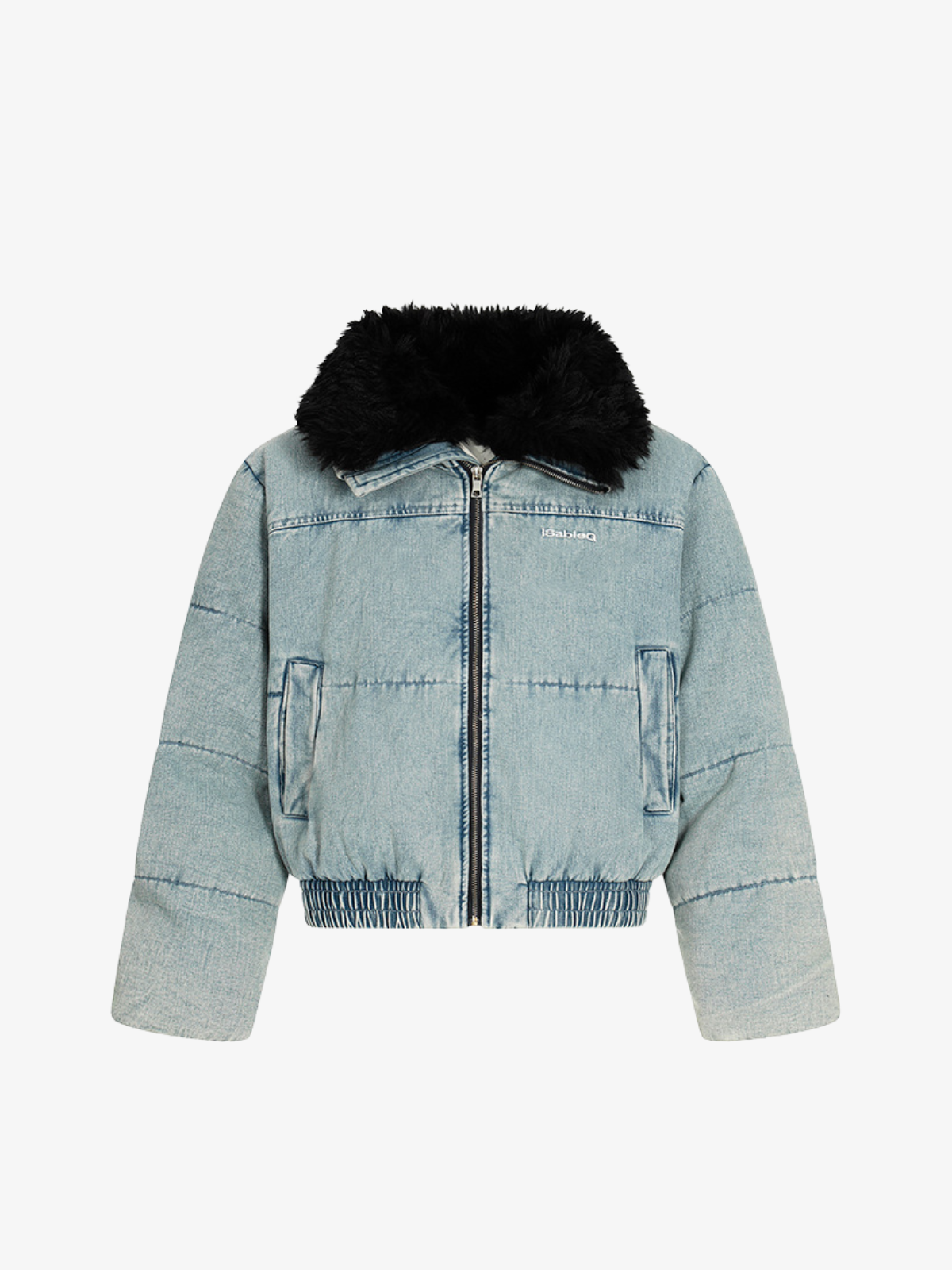 Retro Yıkamalı Denim Ceket | Kürklü Yaka