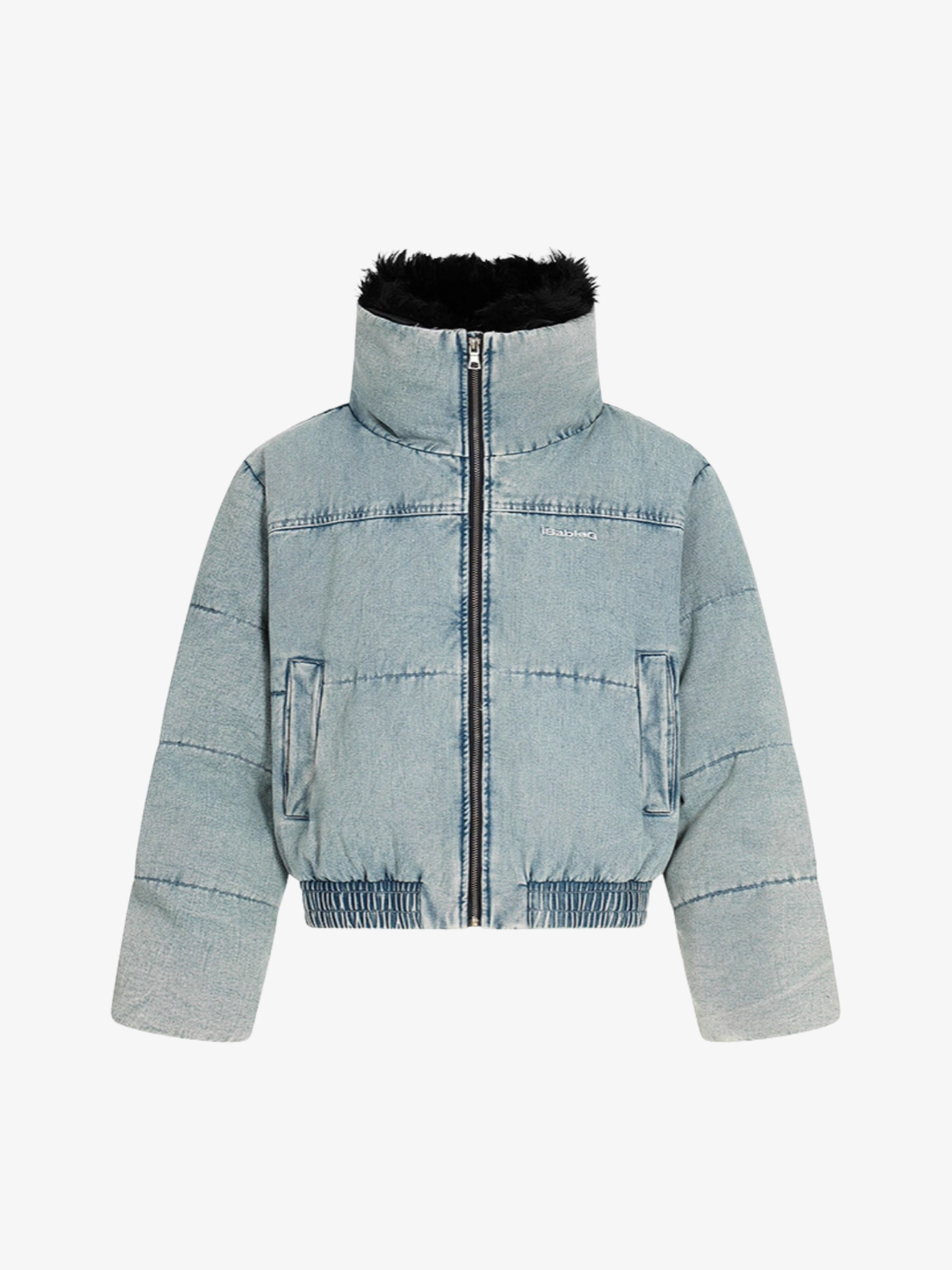 Retro Yıkamalı Denim Ceket | Kürklü Yaka