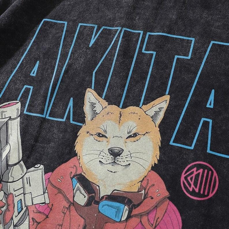 Akita T-Shirt Retro Yıkanmış Stil