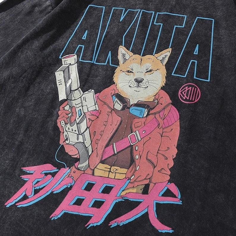 Akita T-Shirt Retro Yıkanmış Stil