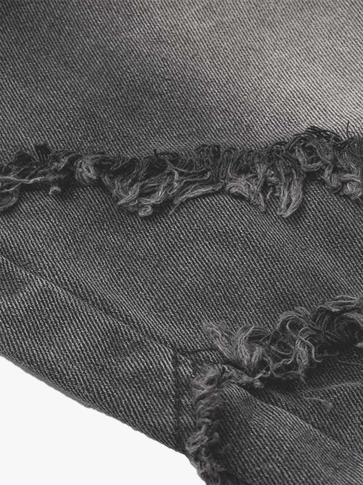 Raw Edge Tasarımlı Yıpratmalı Barrel Jean