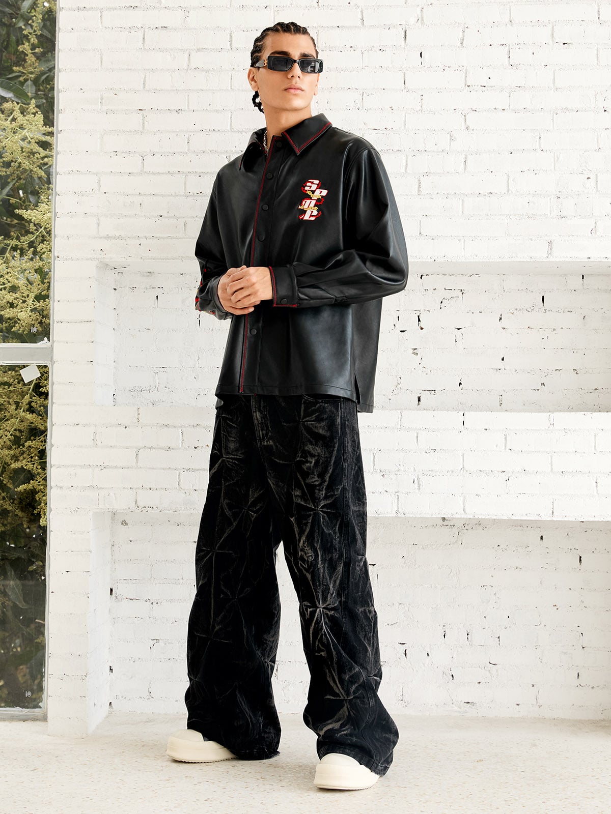 Denim Heavy Wash Distressed Pileli Baggy Jean