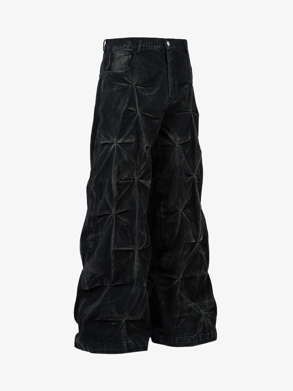 Denim Heavy Wash Distressed Pileli Baggy Jean