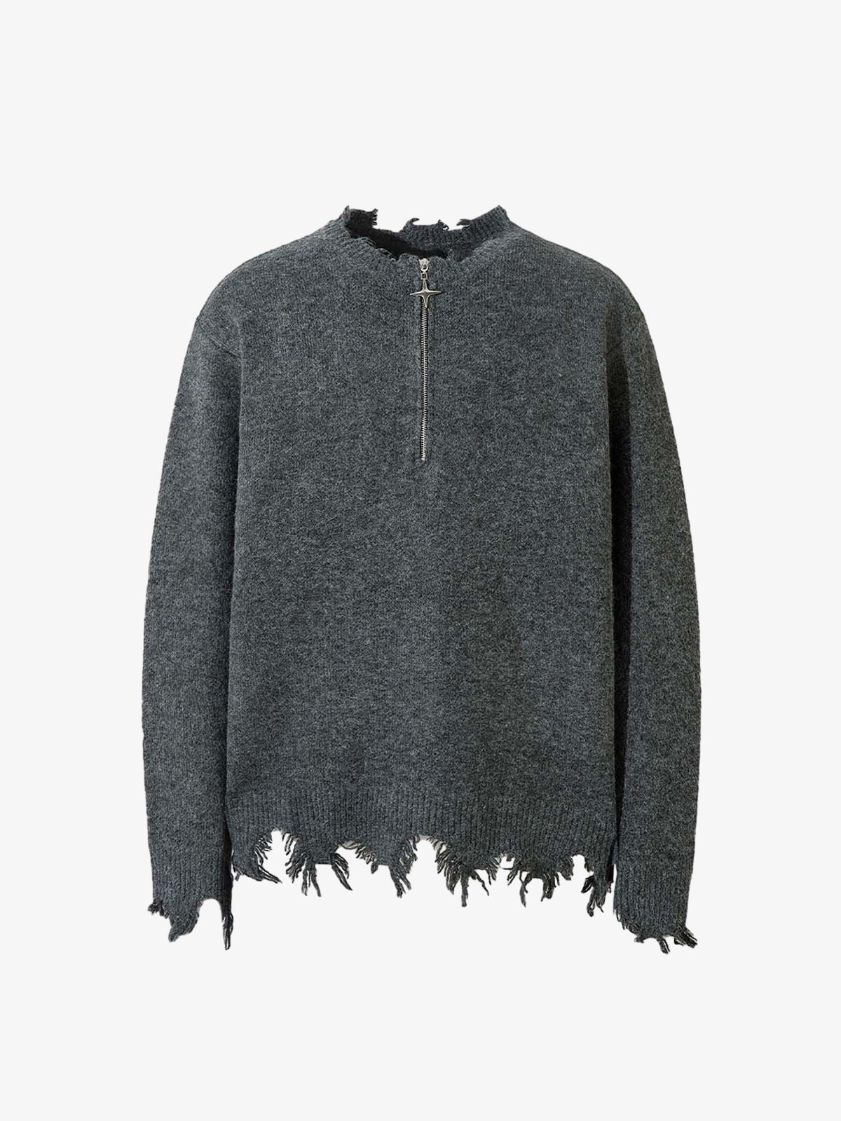 Distressed Quarter Zip Triko Kazak