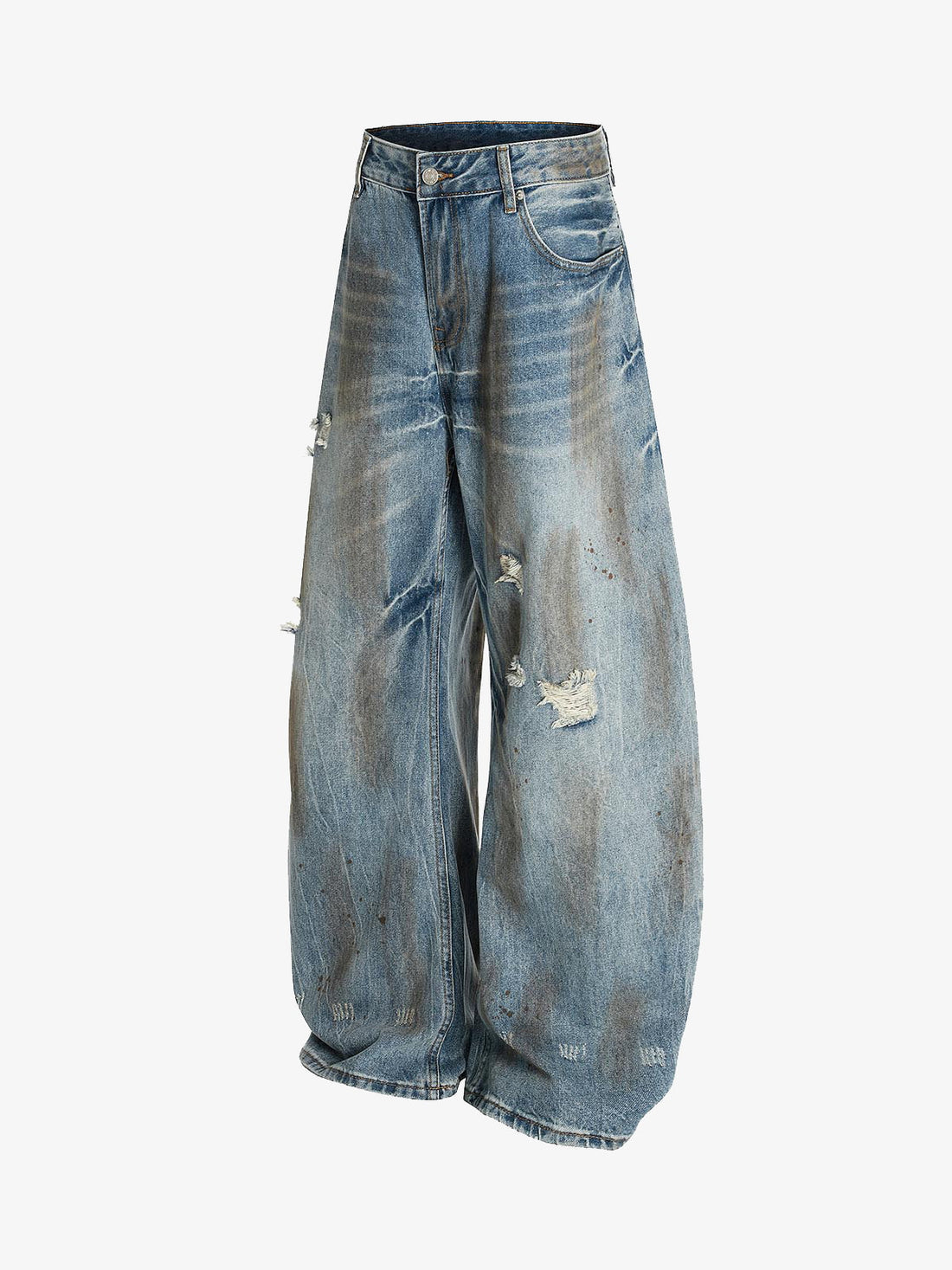 Eskitme Detaylı Ripped Barrel Jean
