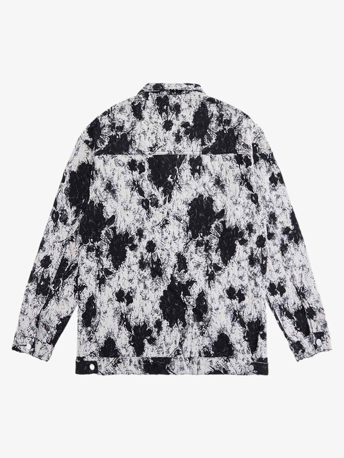 Black & White Floral Contrast Jean Ceket