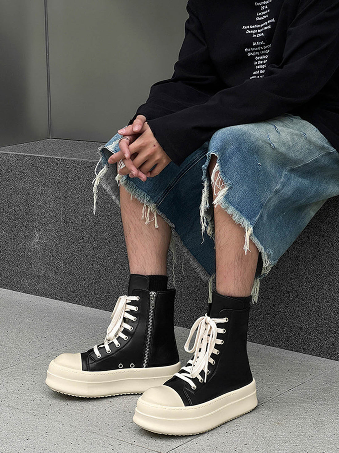 Özel Tasarım Yan Fermuarlı High-Top Platform Sneaker