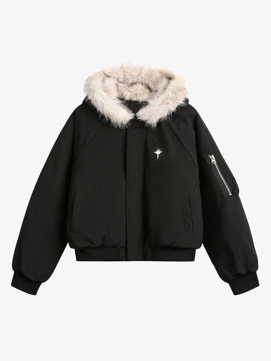 Retro Kürklü Kapüşonlu Fleece Bomber Ceket