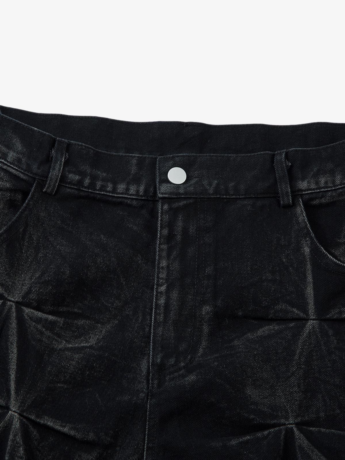 Denim Heavy Wash Distressed Pileli Baggy Jean