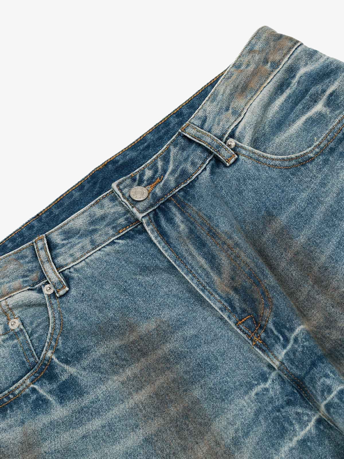 Eskitme Detaylı Ripped Barrel Jean