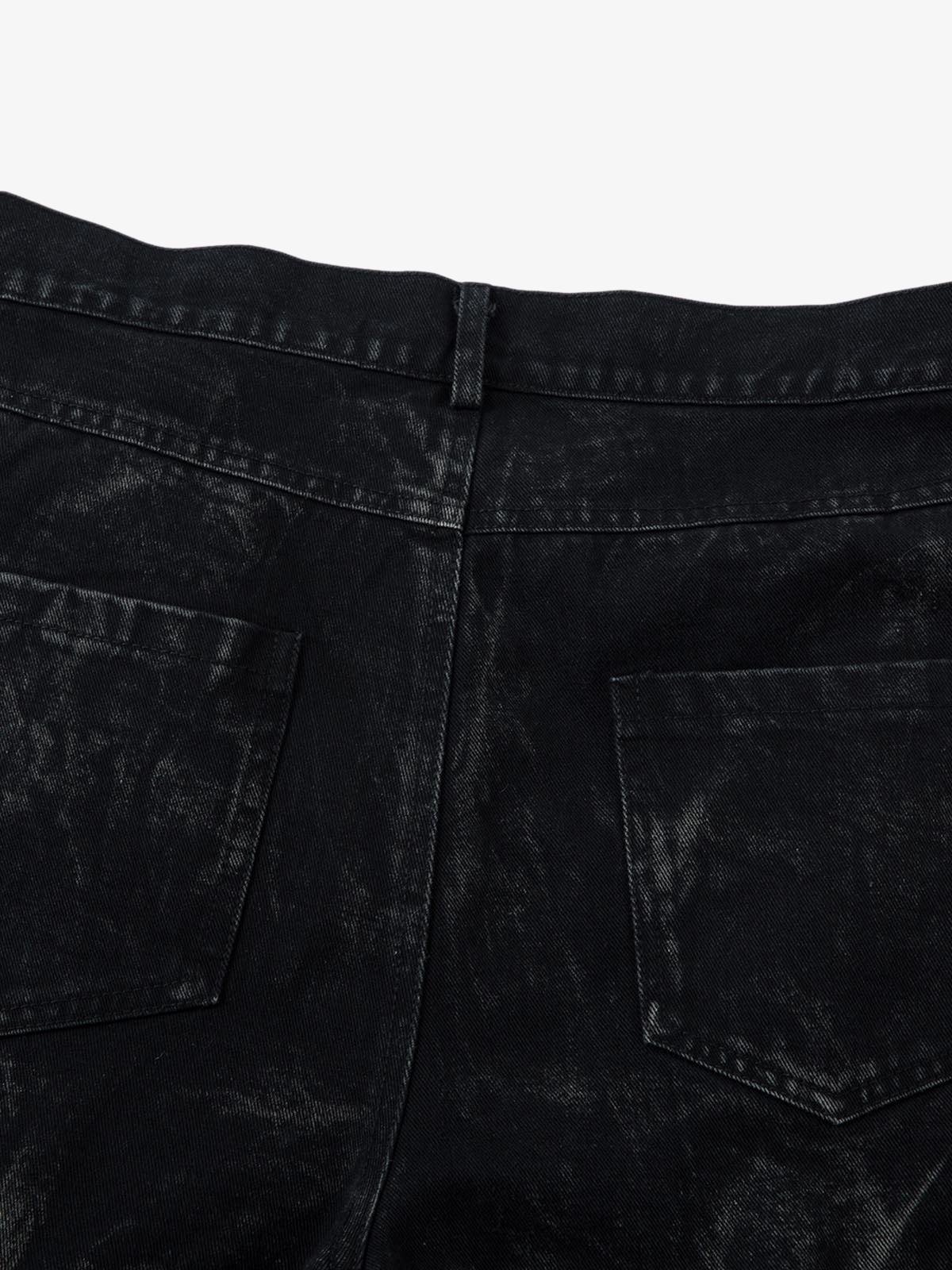 Denim Heavy Wash Distressed Pileli Baggy Jean