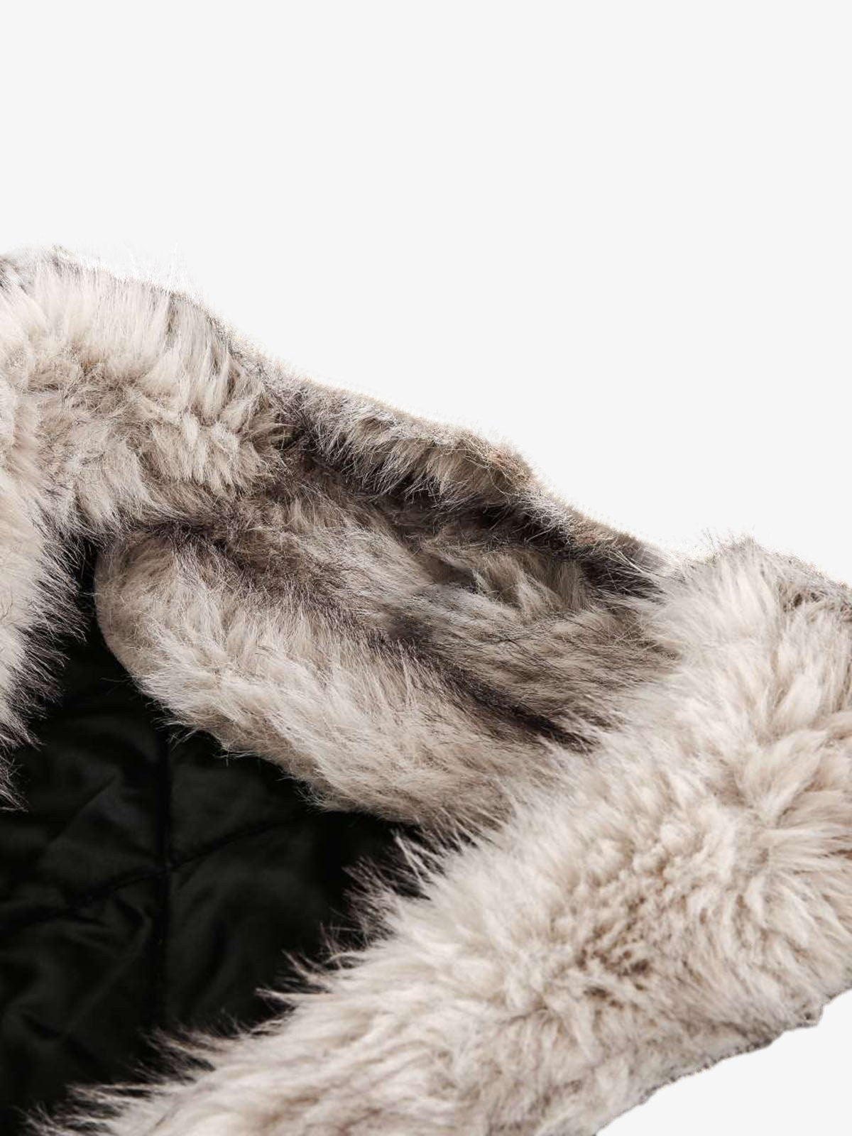 Fur Hooded Washed Cotton Ceket