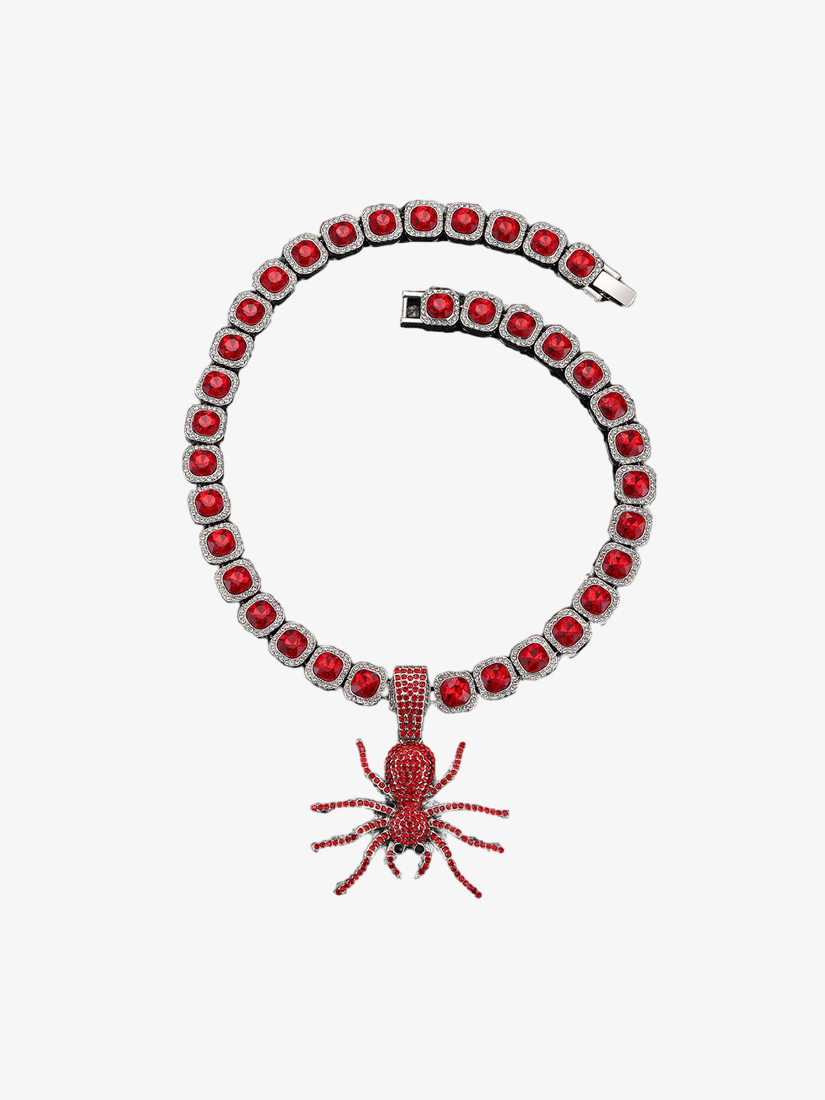 Punk Tarzı Özel Tasarım Red Spider Kolye