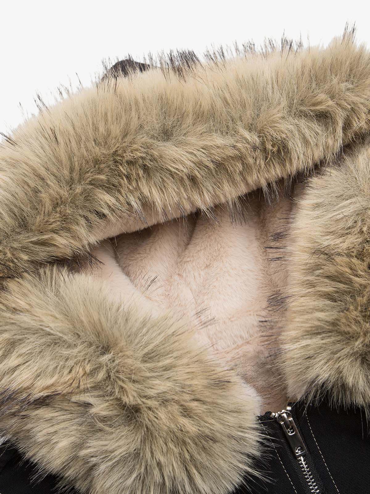 Faux Fur Astarlı Kapüşonlu Bomber Ceket