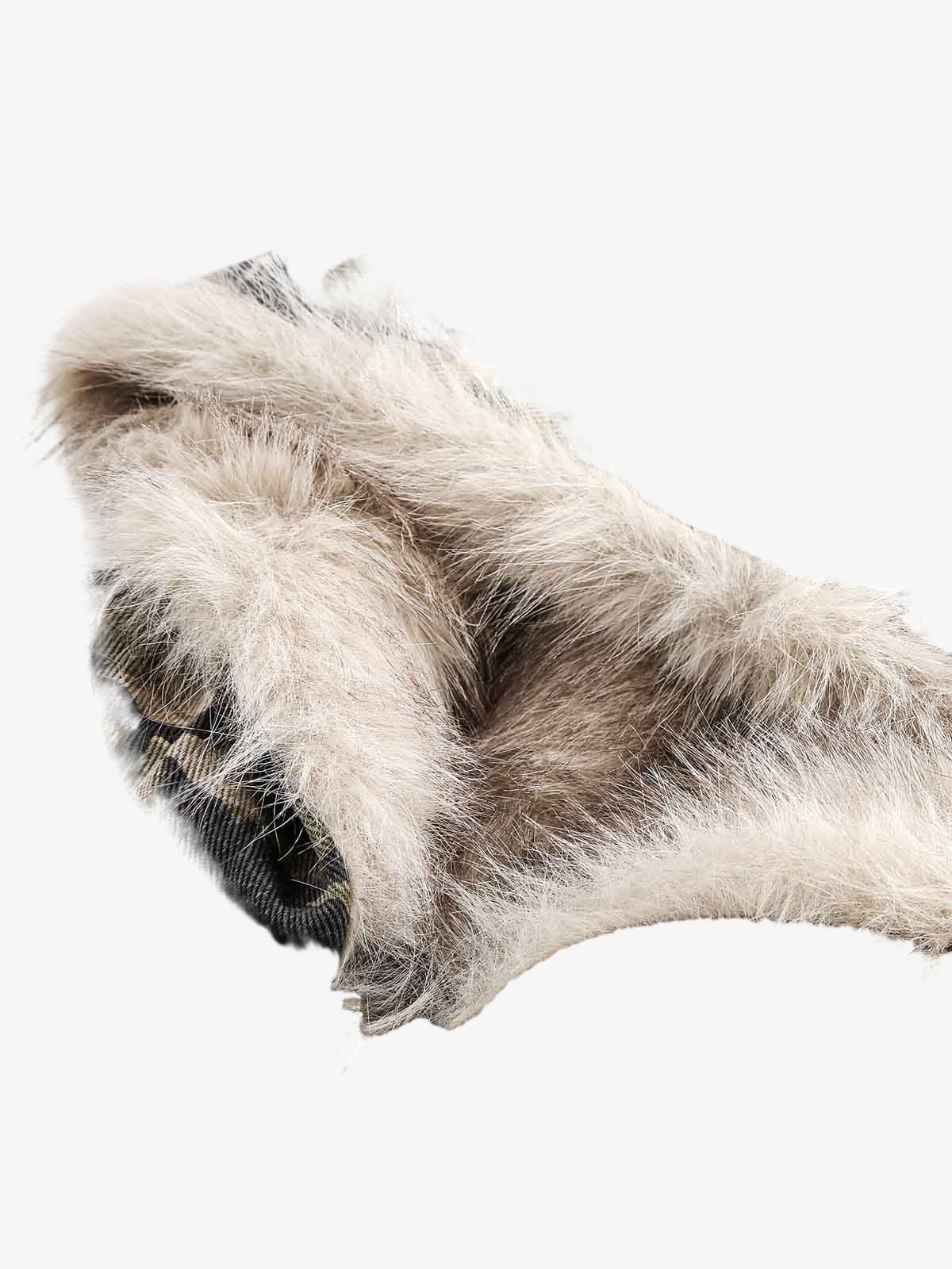 Fur Hooded Washed Cotton Ceket