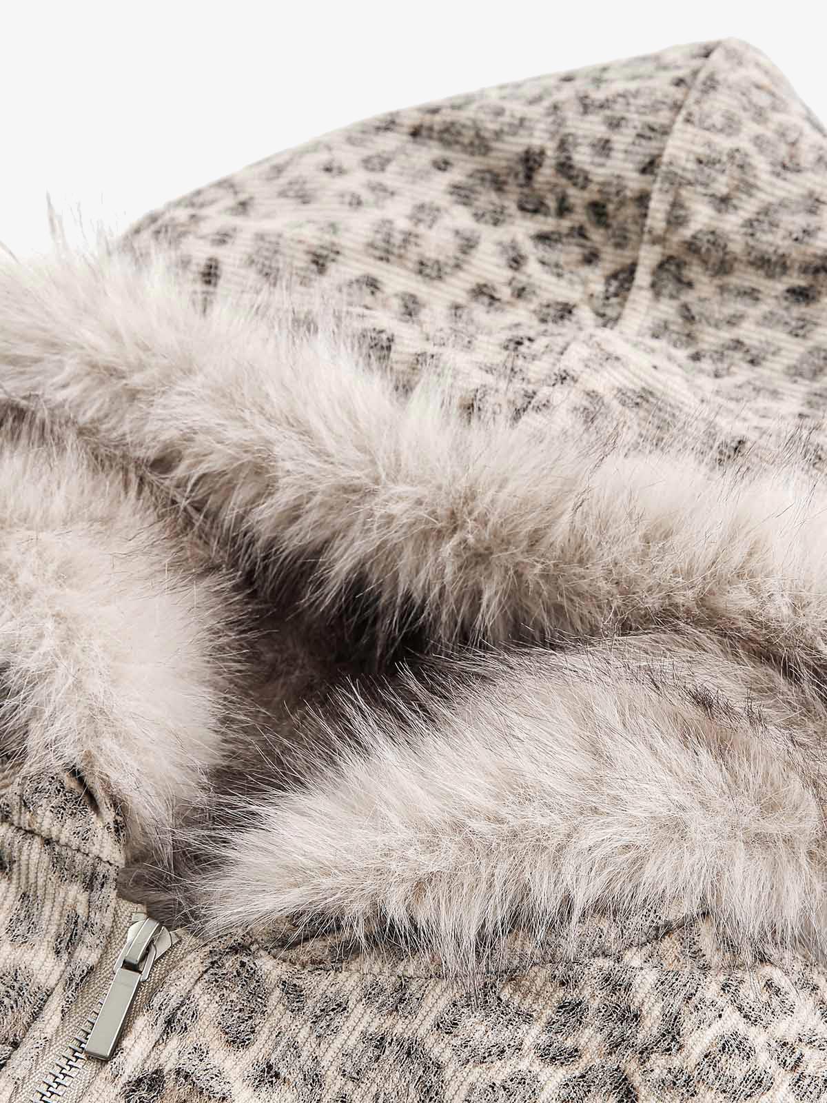 Fur Hooded Washed Cotton Ceket
