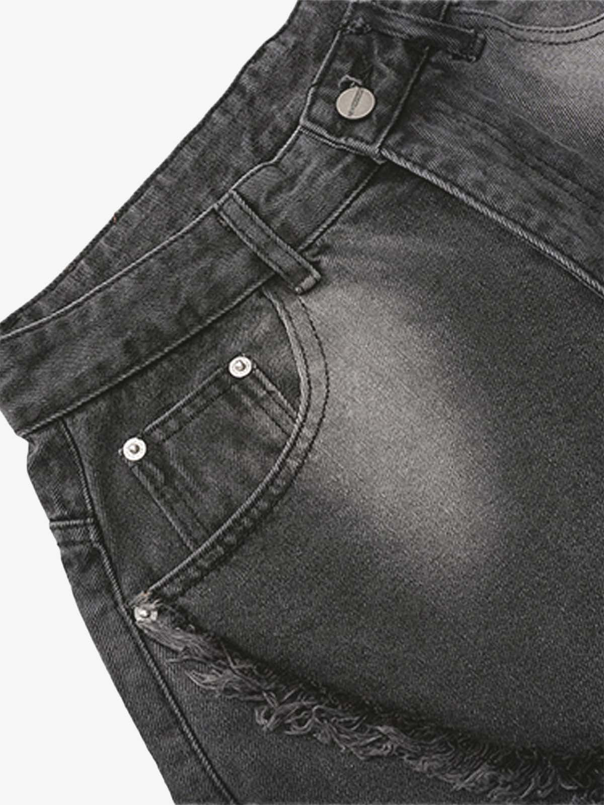 Raw Edge Tasarımlı Yıpratmalı Barrel Jean