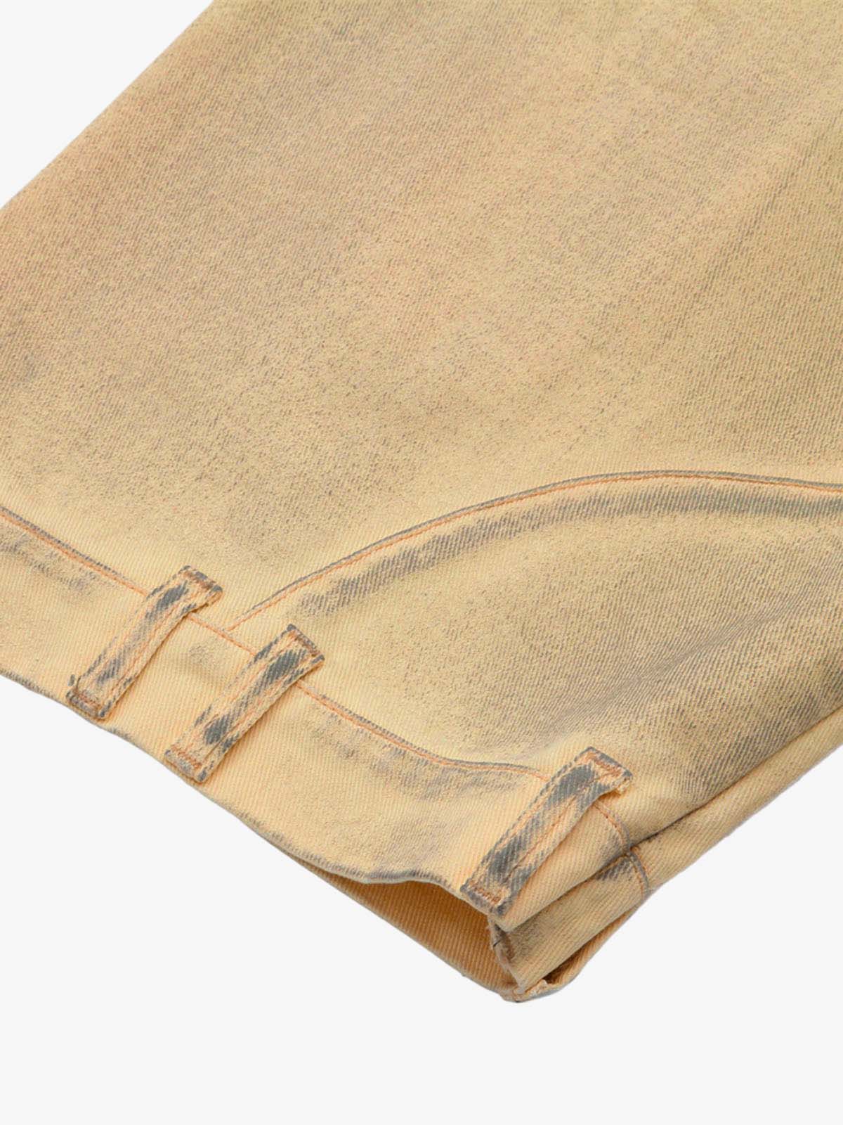 Yıkamalı Eskitme Çıkarılabilir Şallı Barrel Jean