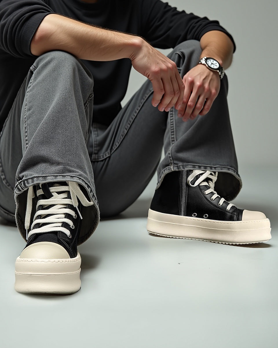 Özel Tasarım Yan Fermuarlı High-Top Platform Sneaker