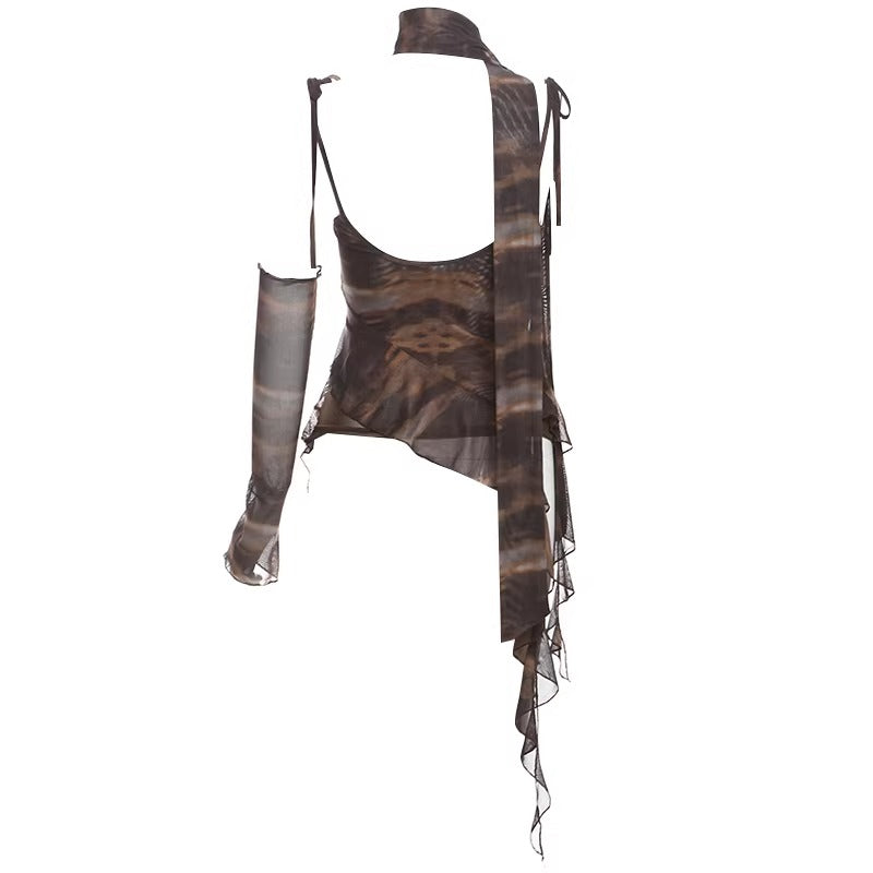 UrbanLaws Asymmetric Mesh Tie Top