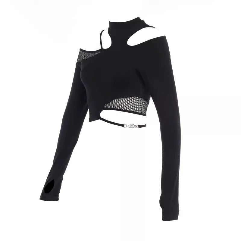 UrbanLaws Cut-Out Mesh Crop Top
