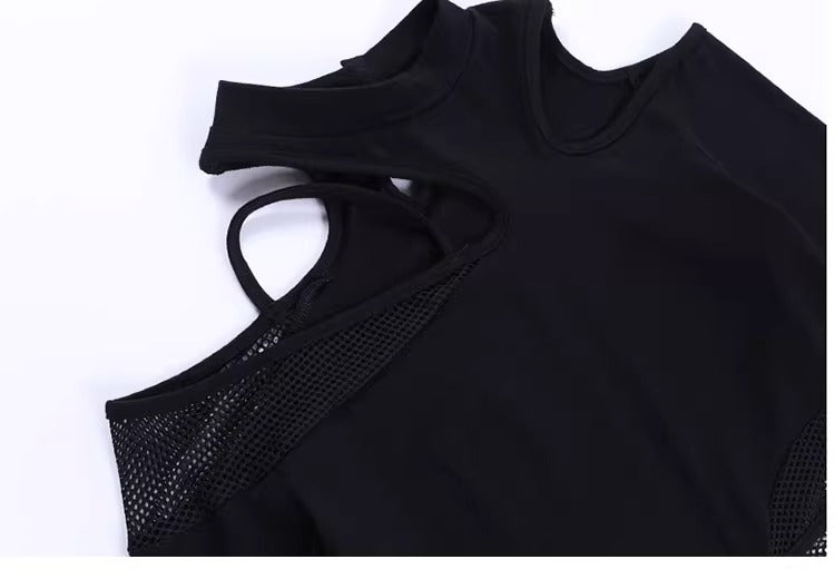 UrbanLaws Cut-Out Mesh Crop Top