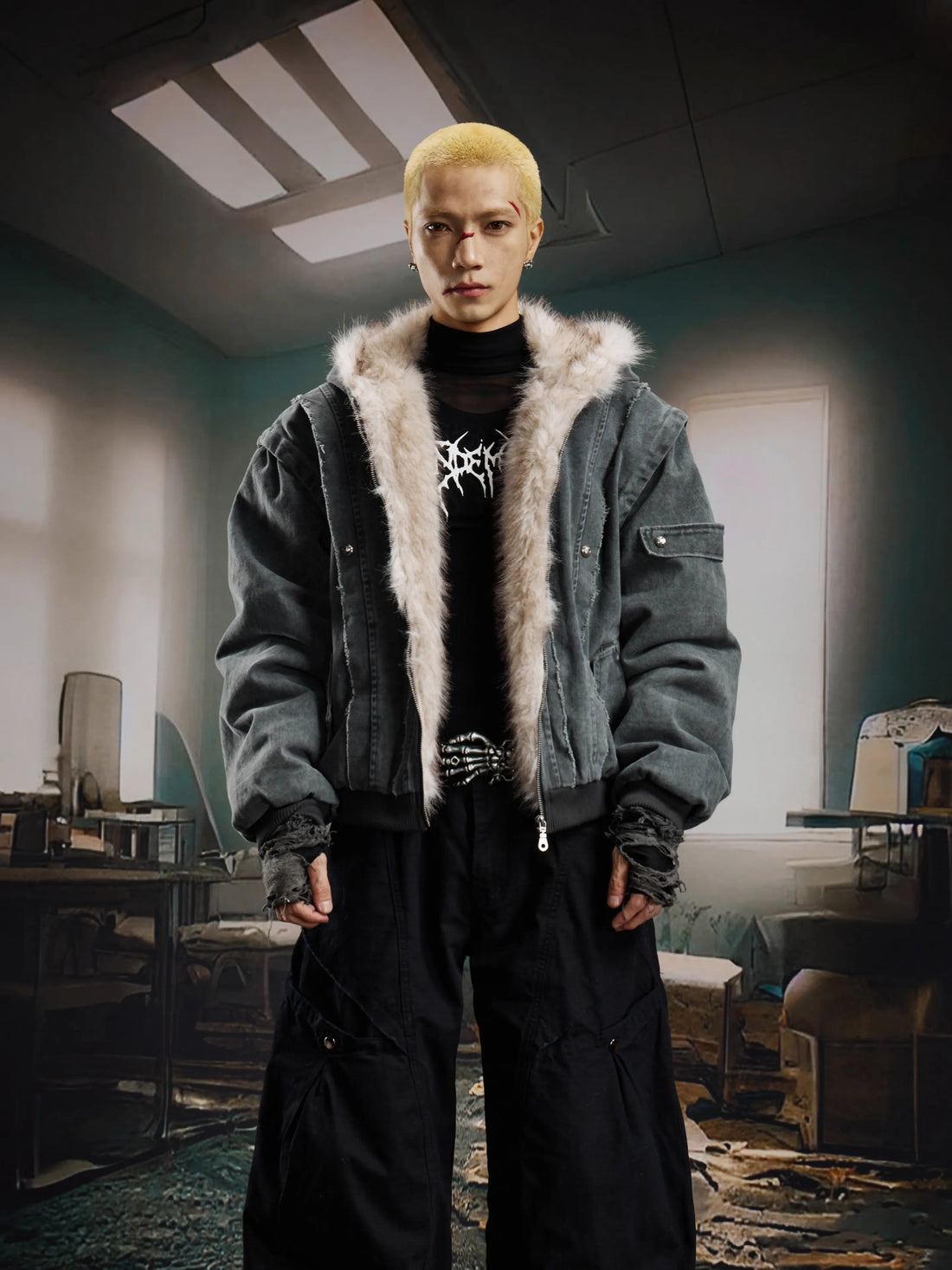 UrbanLaws Süet Kürk Detaylı Bomber Mont