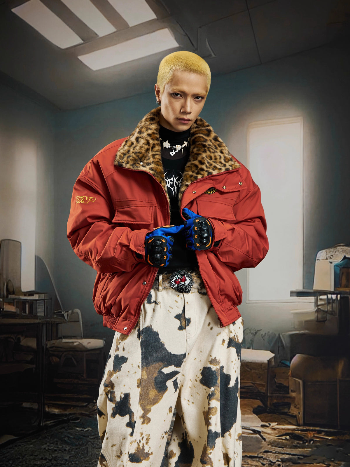 UrbanLaws Leopar Kürk Yakalı Oversize Mont
